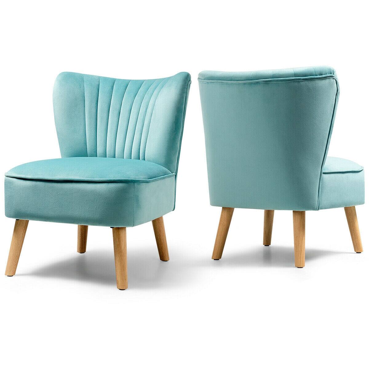 Alt View 9. Gymax - Gymax 2PCS Accent Chair Leisure Chair Single Sofa Armless w/ Wood Legs Green - Green.