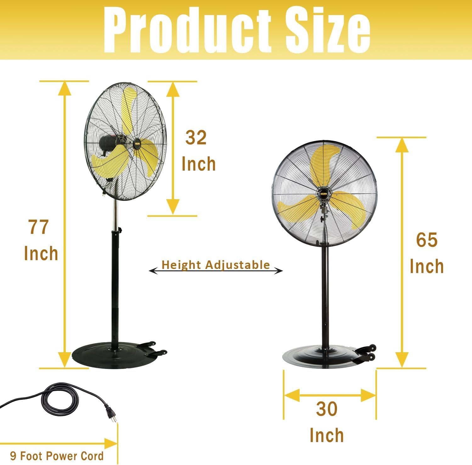 Product Size  
32 Inch  
77 Inch  
Height Adjustable  
65 Inch  
9 Foot Power Cord  
30 Inch