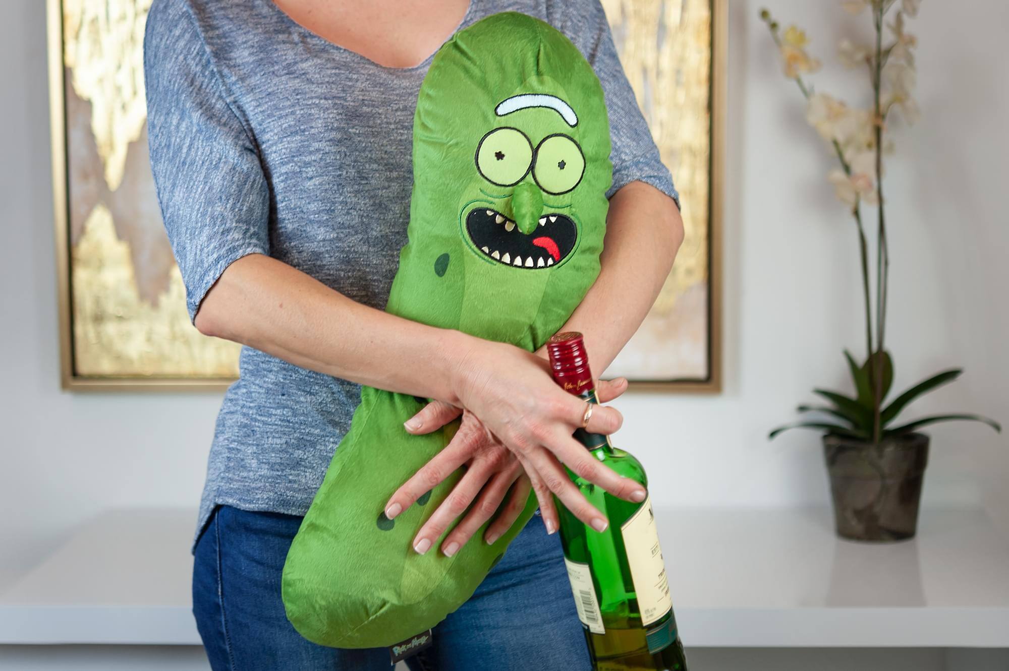 Alt View 4. Franco Manufacturing Co - Rick and Morty 20" Pickle Rick Plush Pillow - Green.