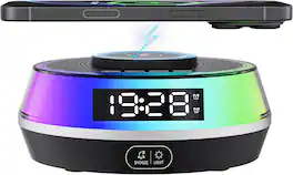 Stamp n Camp - Alarm Clocks for Bedrooms with Magnetic Wireless Charger Station, Bluetooth Speaker, Dual Alarm, White Noise Sound RGB - default