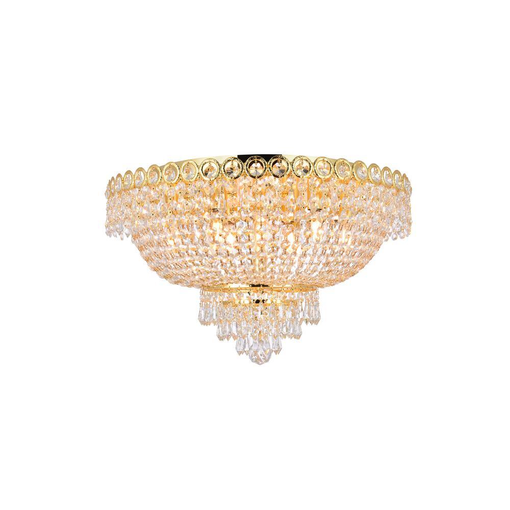 Alt View 6. Elegant Lighting - Century 9 light Gold Flush Mount Clear Royal Cut Crystal - Gold.