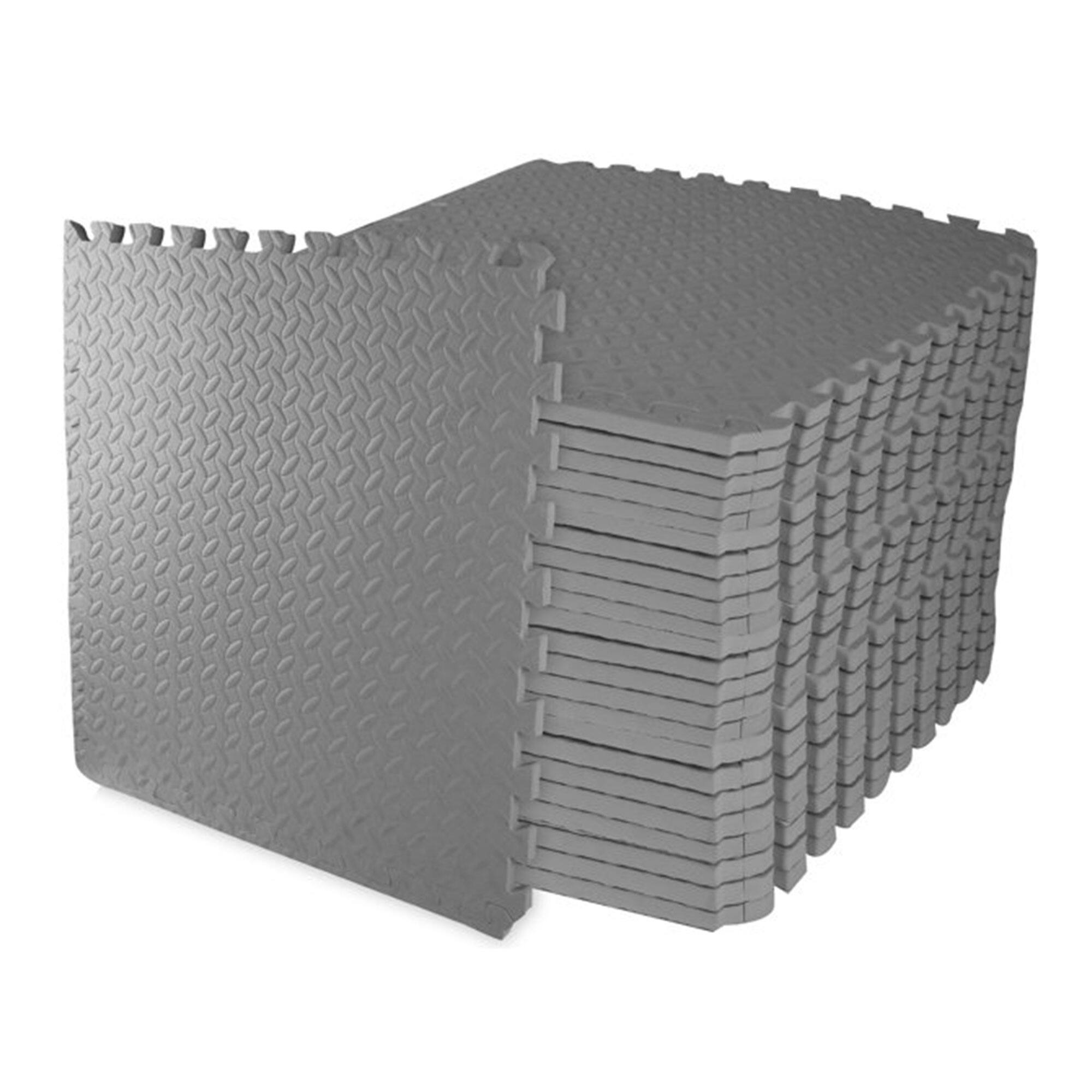 Alt View 1. BalanceFrom Fitness - BalanceFrom Fitness Foam Interlocking Exercise Floor Mat, 96 SqFt, Gray (2 Pack) - Gray.