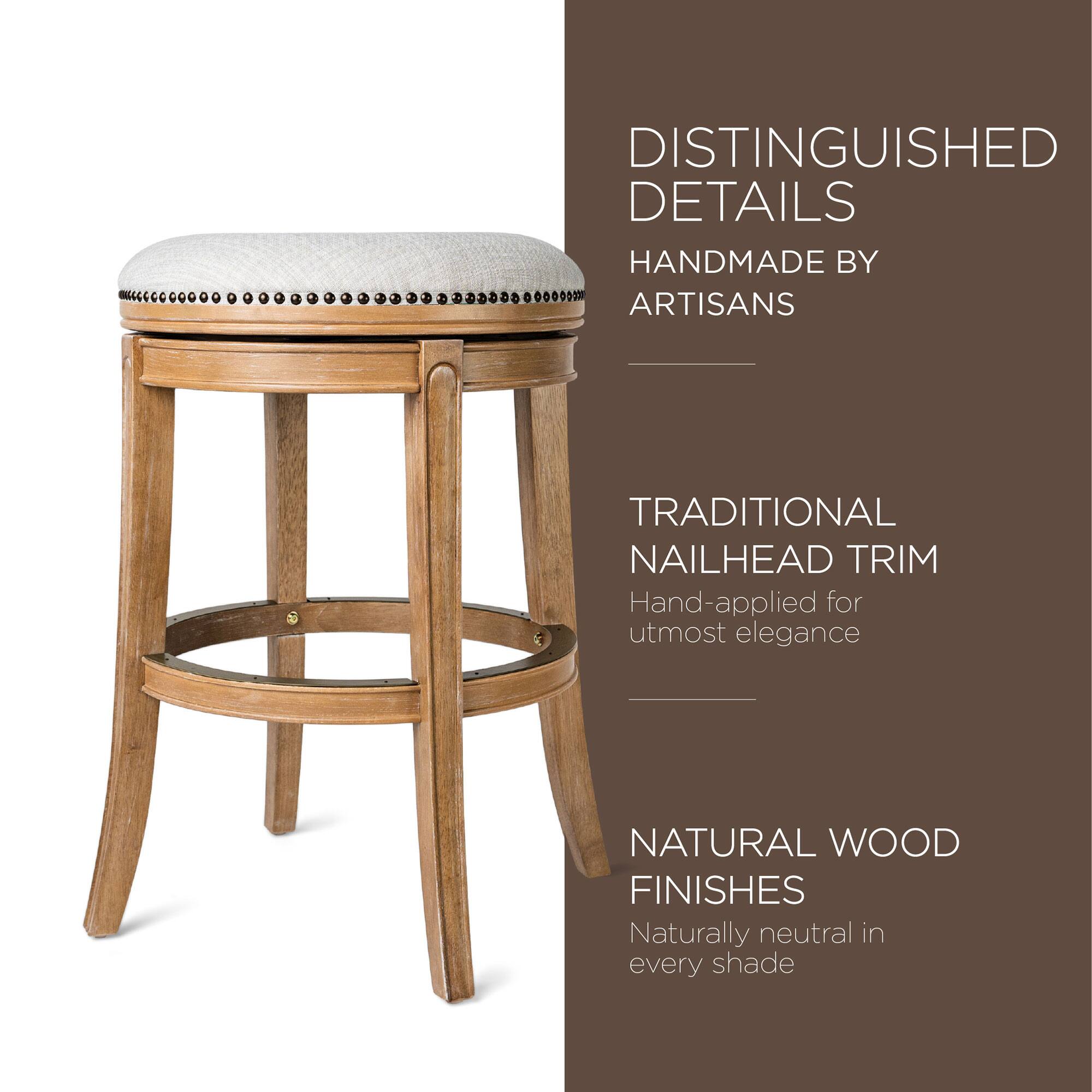 Distinguished Details  
Handmade by Artisans  

Traditional Nailhead Trim  
Hand-applied for utmost elegance  

Natural Wood Finishes  
Naturally neutral in every shade