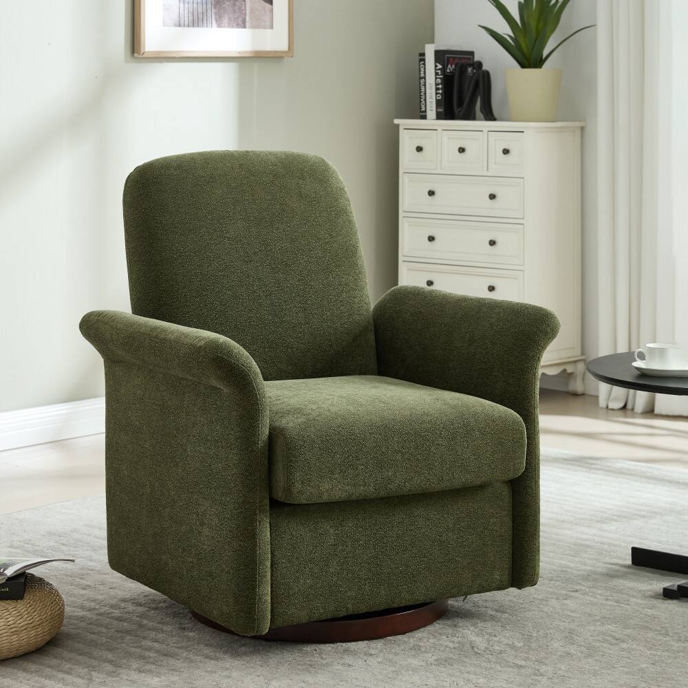 Lirago - 33" Wide Dark Swivel Accent Chair for Bedroom Office Reading - Green