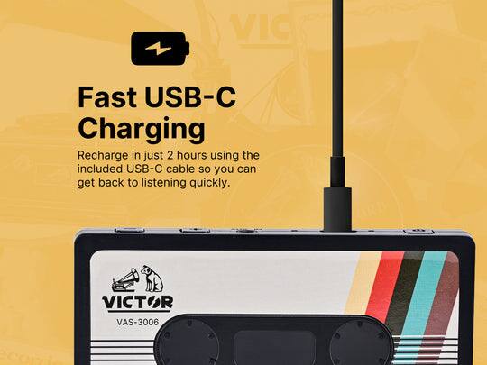 Fast USB-C Charging

Recharge in just 2 hours using the included USB-C cable so you can get back to listening quickly.

VICTOR VAS-3006