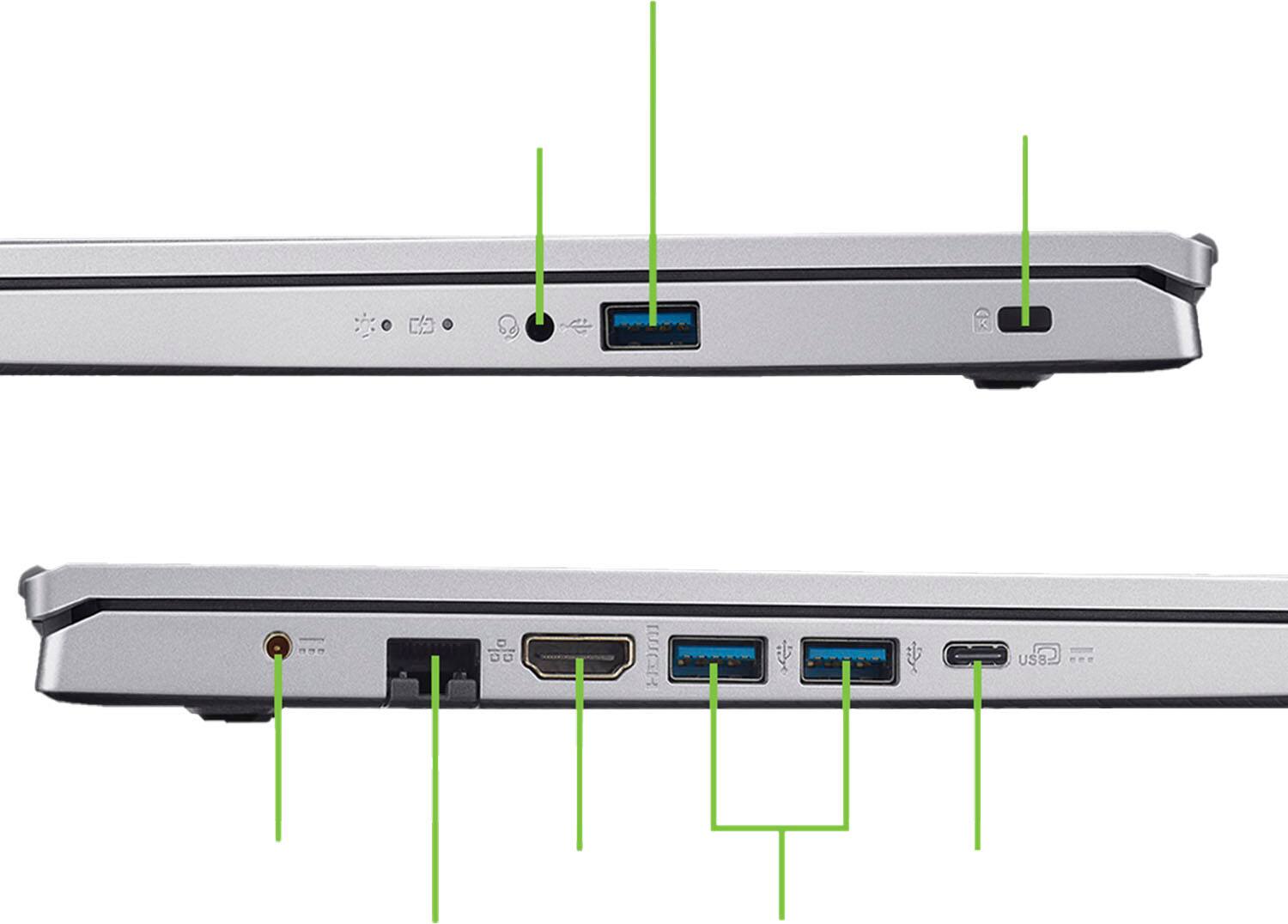 Angle. Acer - Aspire Go 15  – 15.6" FHD Laptop – AMD Ryzen 7 7000 Series – AMD Radeon Graphics - 16GB DDR4 – 512GB PCIe Storage - Pure Silver.