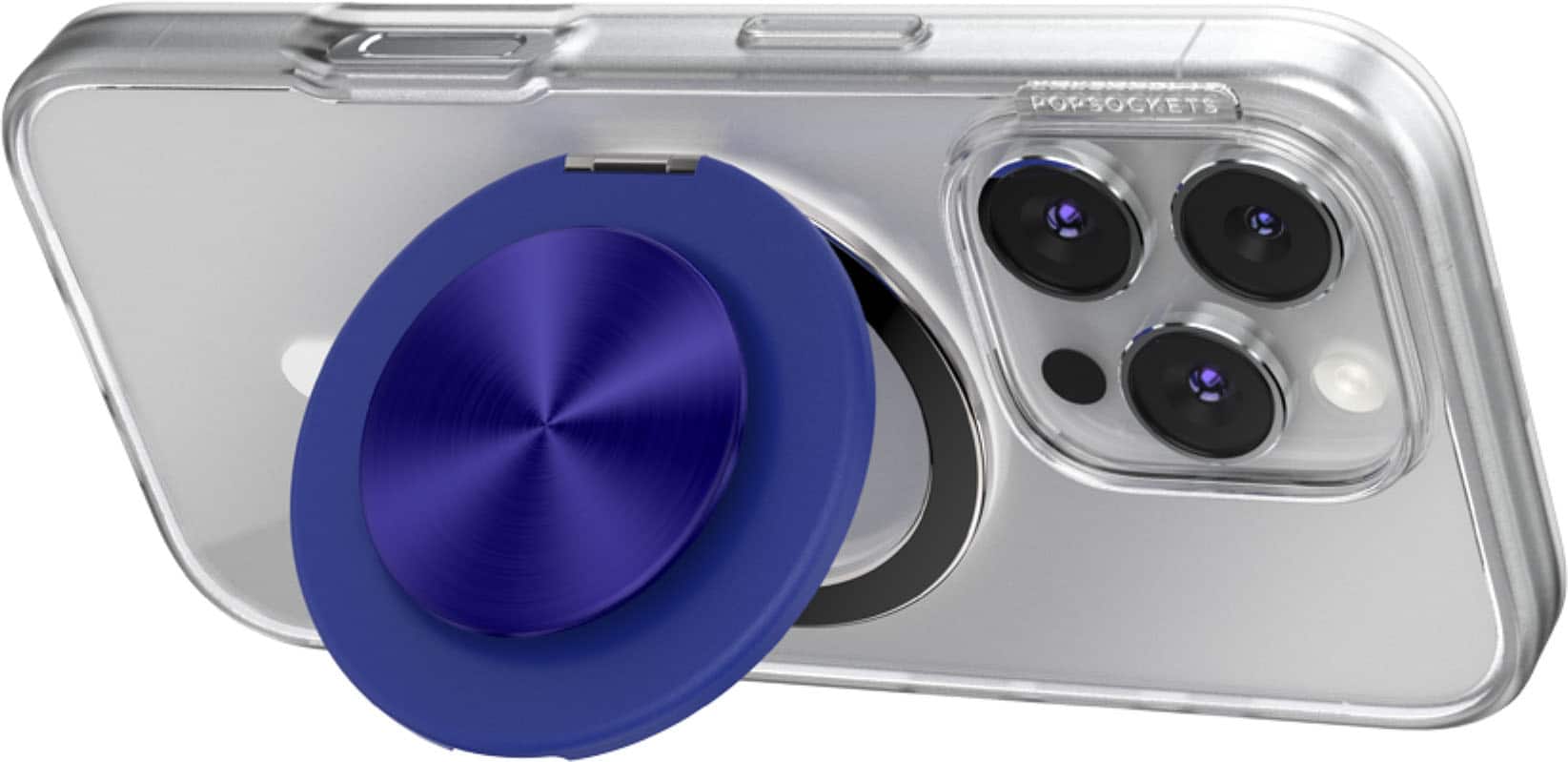 Alt View 3. PopSockets - MagSafe Kick-Out Universal Magnetic Grip & Stand with Adapter Ring for Cell Phones - Alum-Radial French Navy.