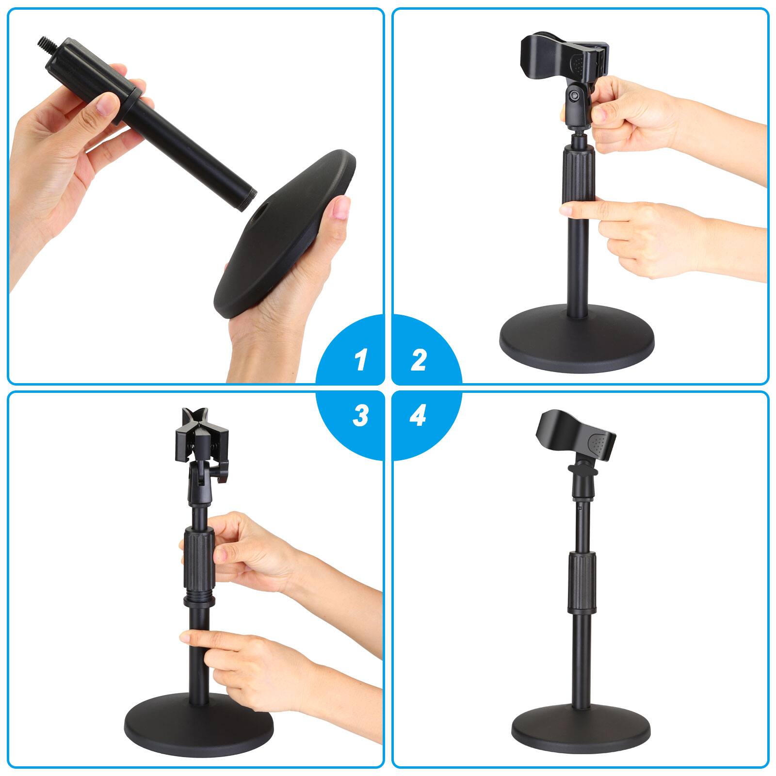 Alt View 8. AGPtek - Desk Microphone Stand with Mic Clip 5/8" Male to 3/8" Female Screw - Black.
