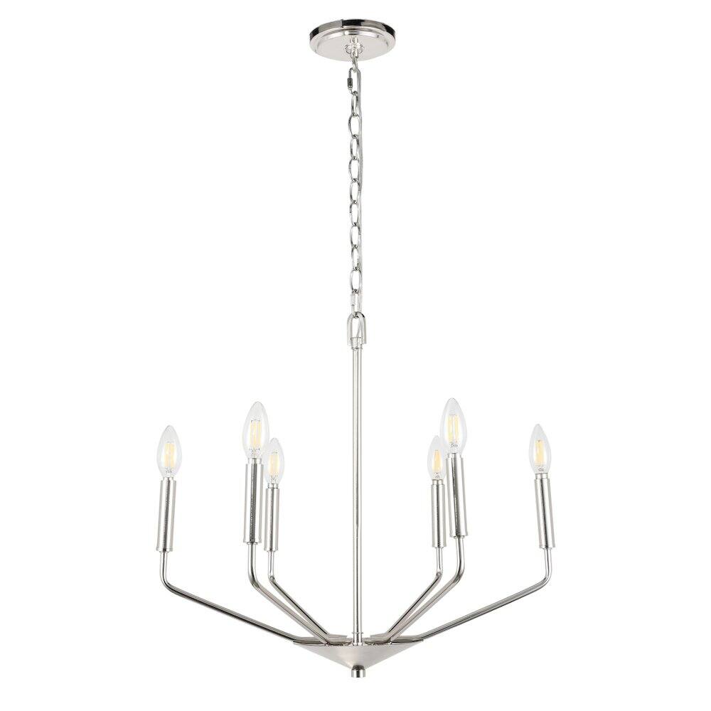 Alt View 3. Living District - Enzo 6 Light Chrome Pendant - Chrome.
