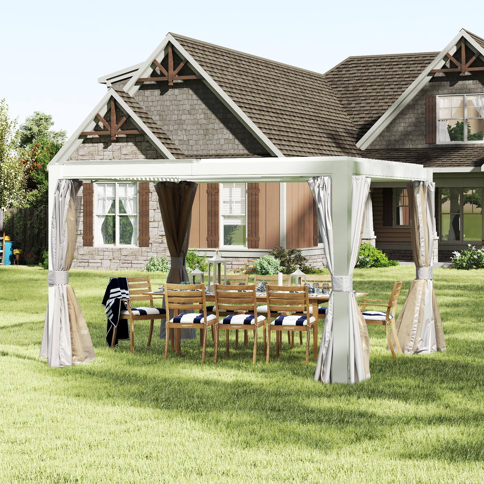 Left. Loheer - Loheer Louvered Pergola 10x12 Outdoor Pergola with Adjustable Louvers, White Patio Pergola for Backyard.