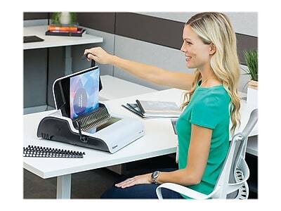 Alt View 4. Fellowes - Pulsar+ Comb Binding Machine, 300 Sheet Capacity - White/Black.