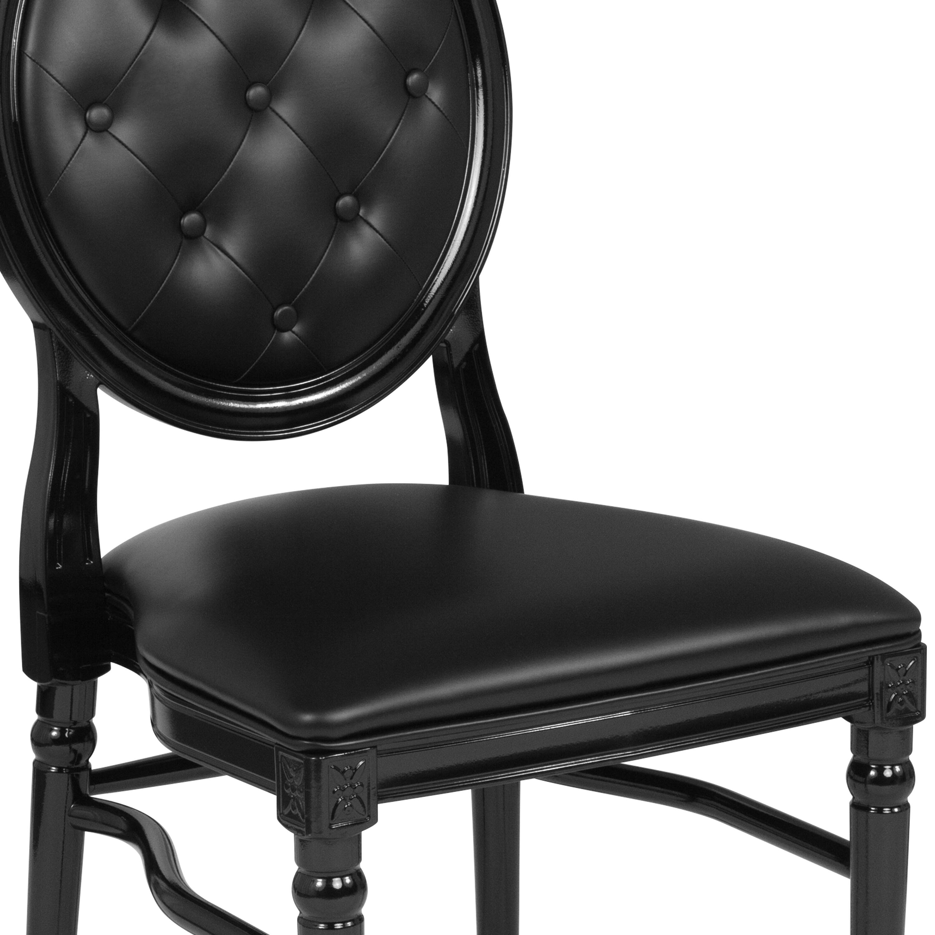 Alt View 8. Emma + Oliver - King Louis Dining Side Chair, Desk Chair - Black Vinyl/Black Frame.