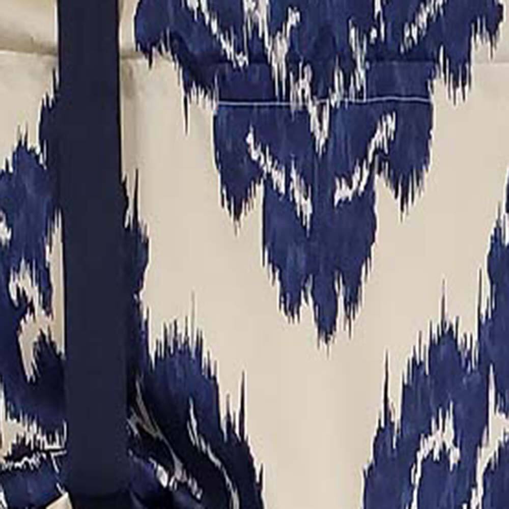 Left. RLF Home - RLF Home Flame Large Damask Flame Design Tie-Up Window Treatment Valance 3" Rod Pocket 50" x 23" Navy Blue/Ivory - Navy blue ivory.