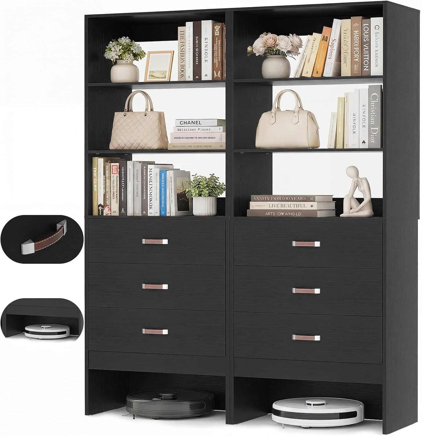 Aheaplus - 4FT Walk-in Closet Organizer System Set of 2, with 6 Wooden Drawers and Adjustable Shelves - Black price history on PriceWatchPro