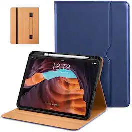 DTTO - Case for iPad 11th Gen 11" 2025 (A16) & 10th Gen 10.9" 2022, Leather Folio Cover with Pencil Holder & Auto Wake/Sleep - Navy Blue
