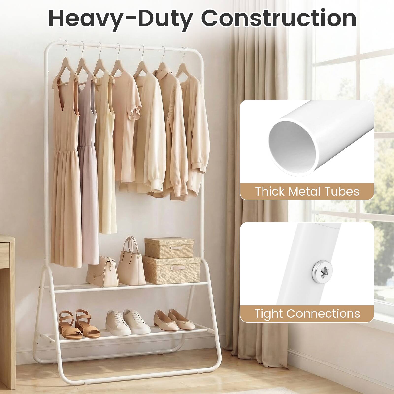 Heavy-Duty Construction  
Thick Metal Tubes  
Tight Connections
