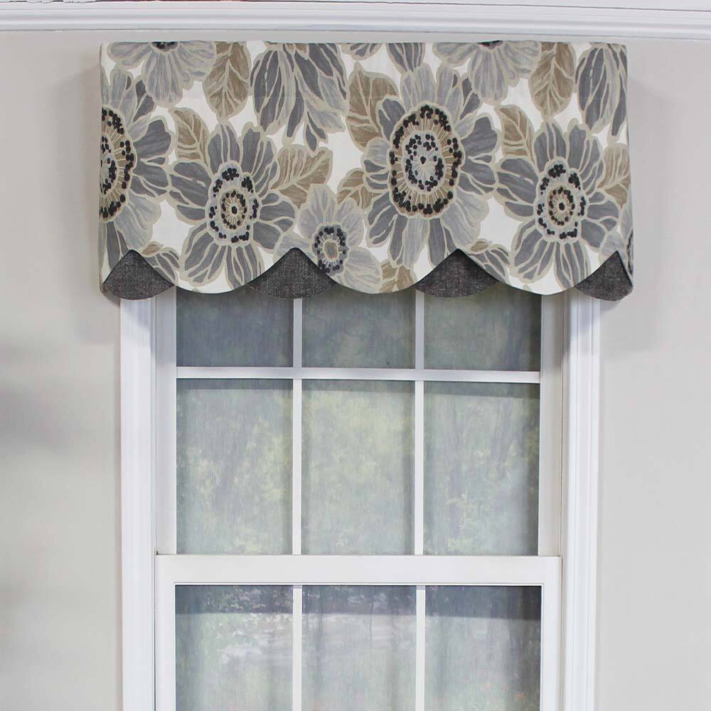 Angle. RLF Home - RLF Home Verona Petticoat Modern Premium Design Printed Valance 3" Rod Pocket 50" x 15" Sand/Gray - Sand gray.