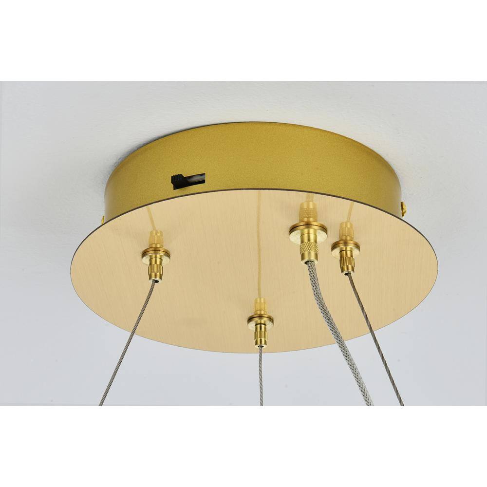Alt View 6. Elegant Lighting - Bowen 18 inch Adjustable LED Chandelier in Satin Gold - Satin Gold.