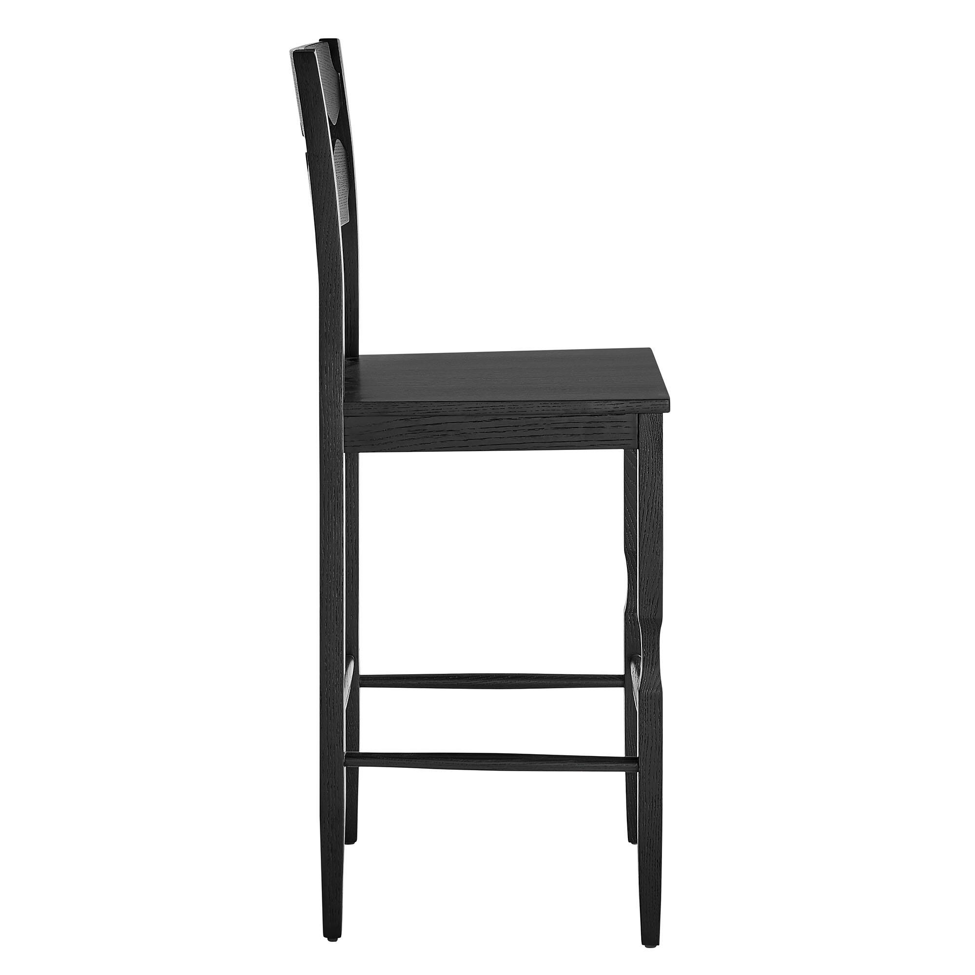 Alt View 2. Modway - Jax Oak Wood Bar Stool With Wavy Razor Back by Modway - Black.