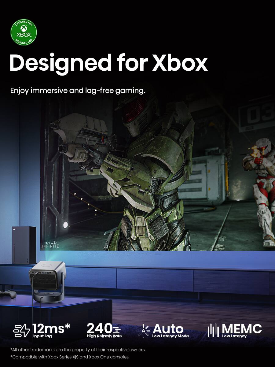 Designed for Xbox  
Enjoy immersive and lag-free gaming.

12ms* Input Lag  
240Hz High Refresh Rate  
Auto Low Latency Mode  
MEMC Low Latency  

*All other trademarks are the property of their respective owners.  
*Compatible with Xbox Series X|S and Xbox One consoles.
