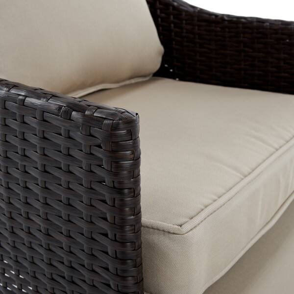 Alt View 1. Serta - Serta Laguna 5-Piece Outdoor Patio Furniture Set, Brown Wicker with Beige Cushions - Beige.