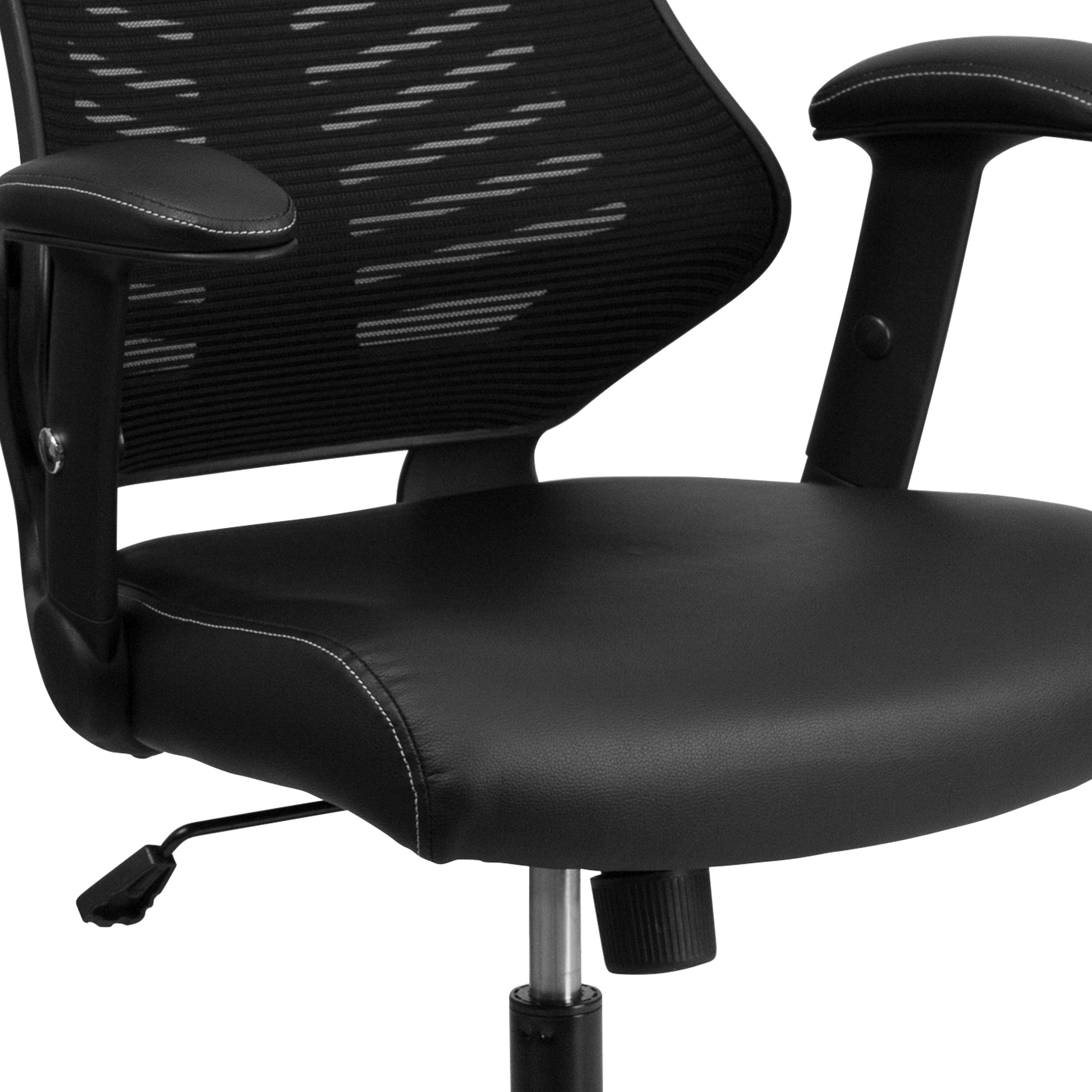 Alt View 9. Emma + Oliver - High Back Designer Mesh Executive Ergonomic Office Chair w/ Adjustable Arms - Black Mesh & LeatherSoft.