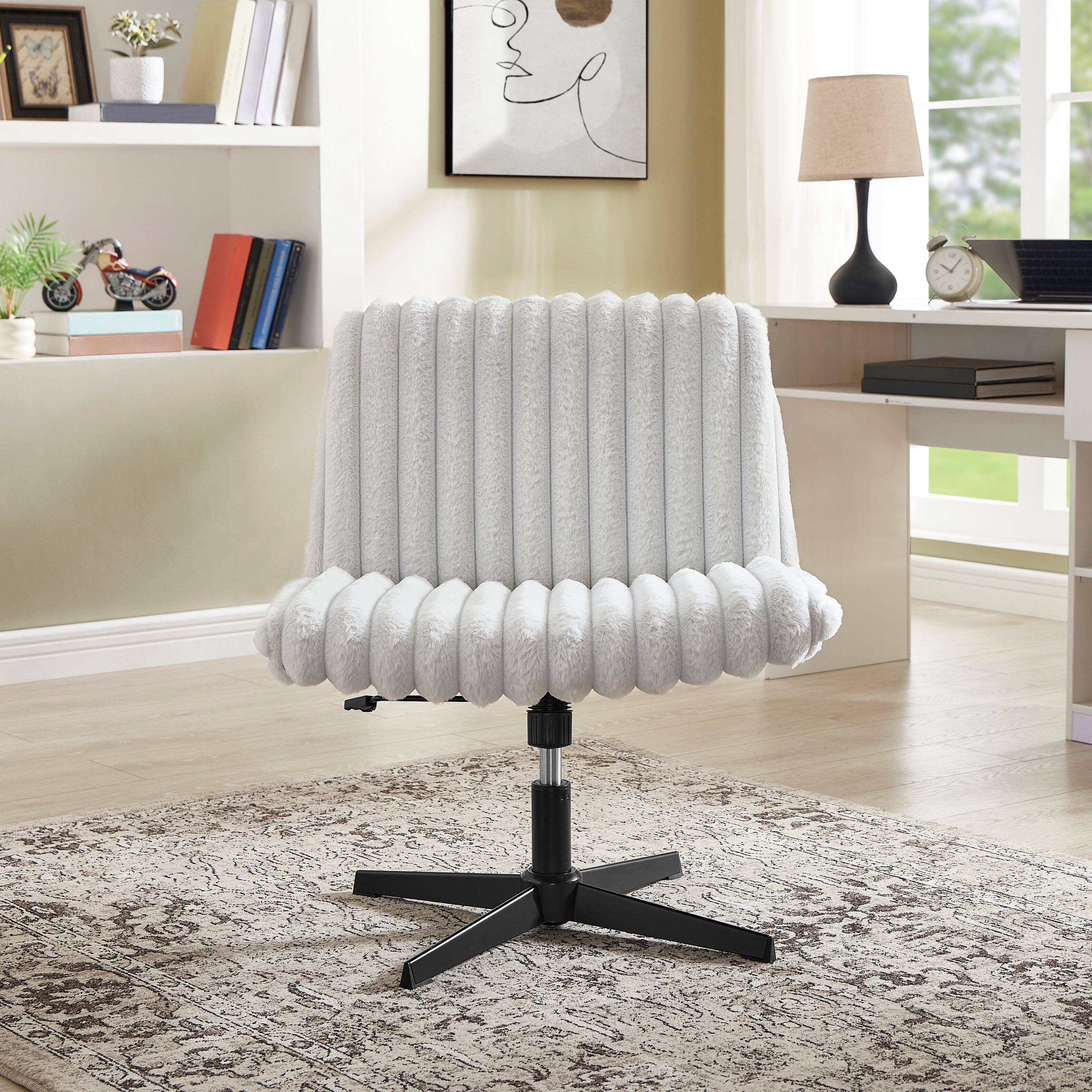 Angle. Forest'nSky - Adjustable Cross-Legged Chair - Wide Seat Swivel Desk & Vanity Chair, Grey - Grey.