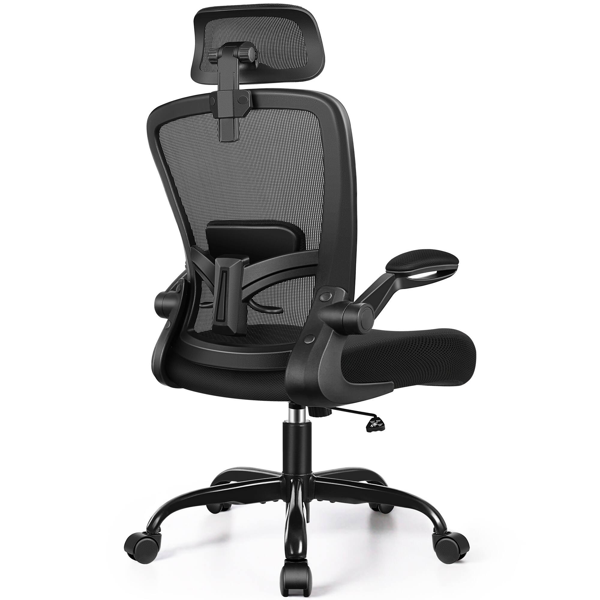 KERDOM - Ergonomic High Back Office Chair, Computer Chair with Adjustable Height, Lumbar Support Home Office Swivel Gaming Chair - Black