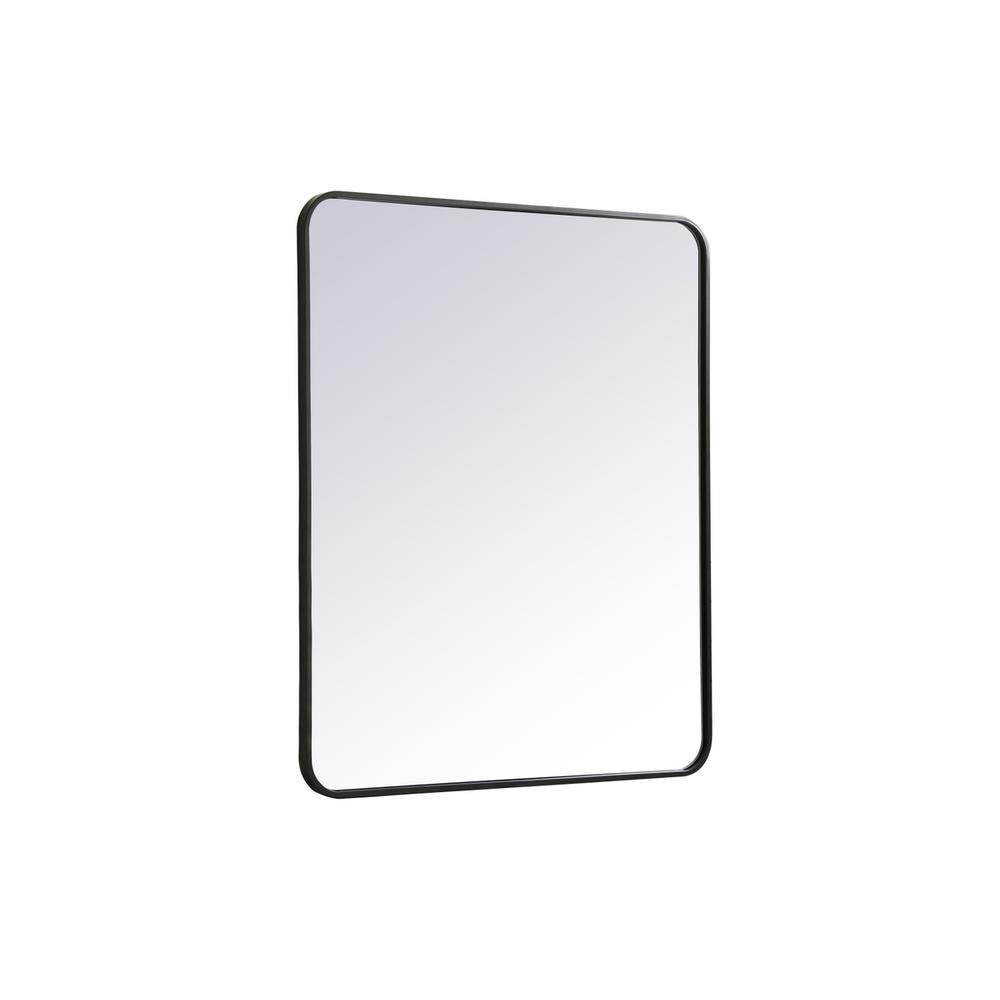 Left. Elegant Decor - Soft corner metal rectangular mirror 30x36 inch in Black - Black.