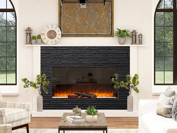 Alt View 2. LOVMOR - 1 Pack Faux Stone Wall Covering Panels for Interior and Exterior Decor PU Stone Veneer Exterior Exterior Siding - Black Flowing Stone.