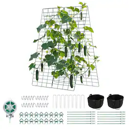 VEVOR - Cucumber Trellis 4 Pack, A-Frame Garden Trellises for Raised Bed, Metal Rustproof Coating Plant Support for Vine - Green