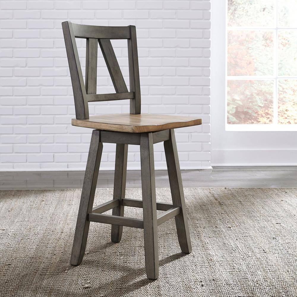 Alt View 1. Liberty Furniture Industries - Lindsey Farm Counter Height Swivel Chair (RTA) in Gray - Gray.