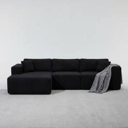 Anysun - L-Shape Modular Cloud Sectional Sofa with Chaise - Deep-Seat, Upholstered Boneless Couch for Living Room - Black