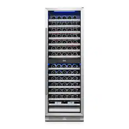 Yeego - 24" Wine Cooler Refrigerator Dual Zone, 154 Bottle , Freestanding & Built-in,40-65°F ,2 LED for Home - Stainless Steel