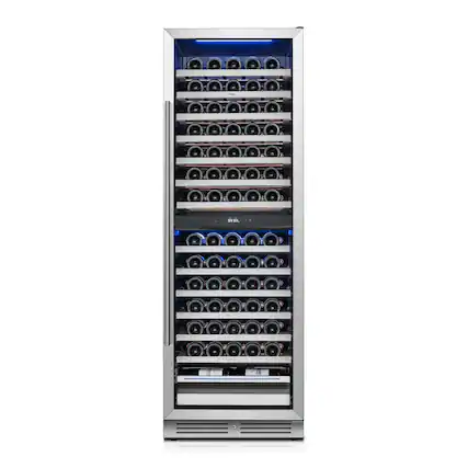 Front. Yeego - 24" Wine Cooler Refrigerator Dual Zone, 154 Bottle , Freestanding & Built-in,40-65°F ,2 LED Stainless Steel , for Home - Stainless Steel.