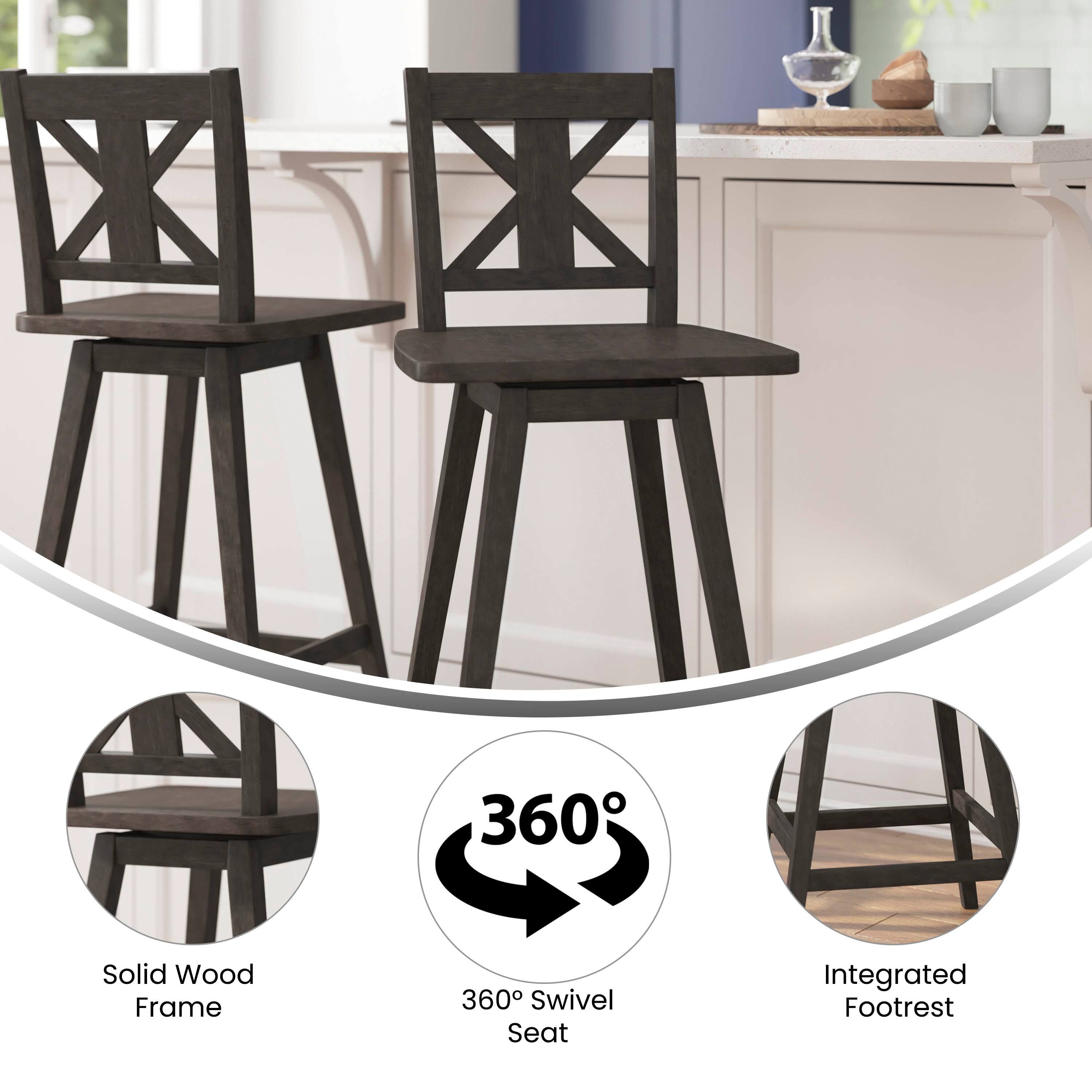 360° Swivel Seat  
Solid Wood Frame  
Integrated Footrest