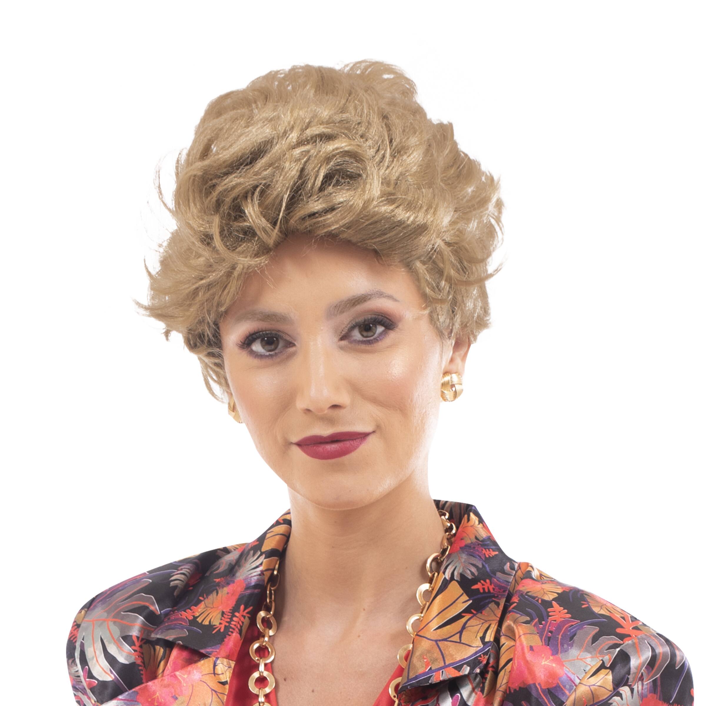 Front. Toynk - The Golden Girls Officially Licensed Blanche Costume Cosplay Wig - Brown.