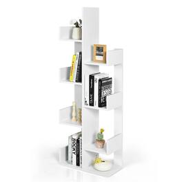 Gymax - 8-Shelf Bookcase Modern Tree Bookshelf Storage Decor Freestanding - White