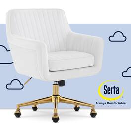 Serta - Serta® Ashleigh Modern Office Chair, Velvet Fabric - White