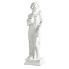 Costway - MgO Garden Goddess of Greek Mythology Sculpture with Antique Finish, Column Base - White