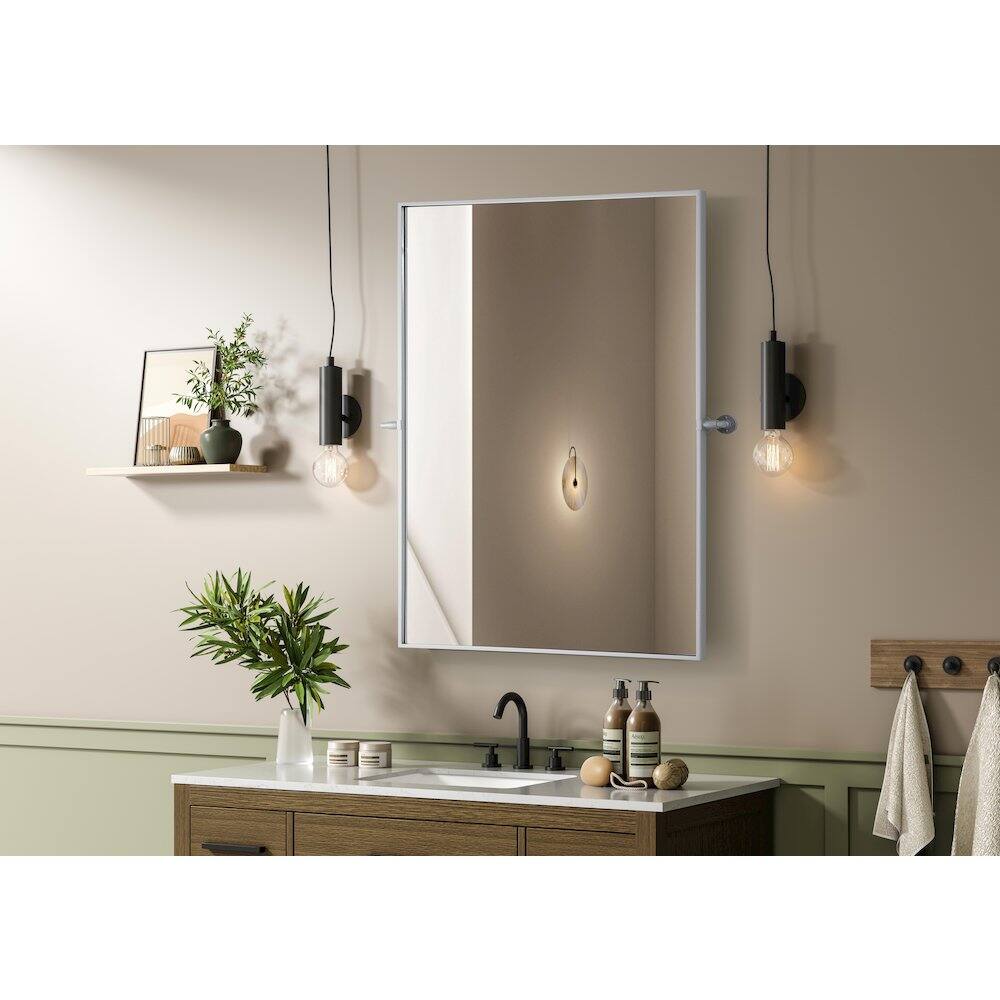Alt View 7. Elegant Kitchen and Bath - Amoura 48X30 Pivot Mirror In Silver - Silver.