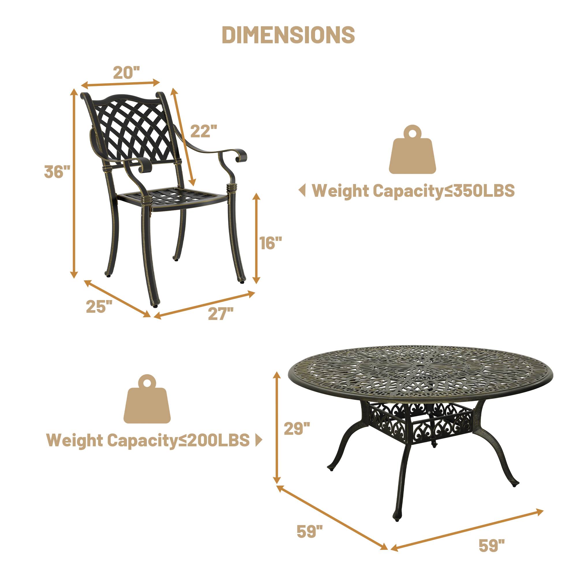 DIMENSIONS  
20" 22" 36"  
Weight Capacity ≤350LBS  
16" 25" 27" 29"  
Weight Capacity ≤200LBS  
59" 59"