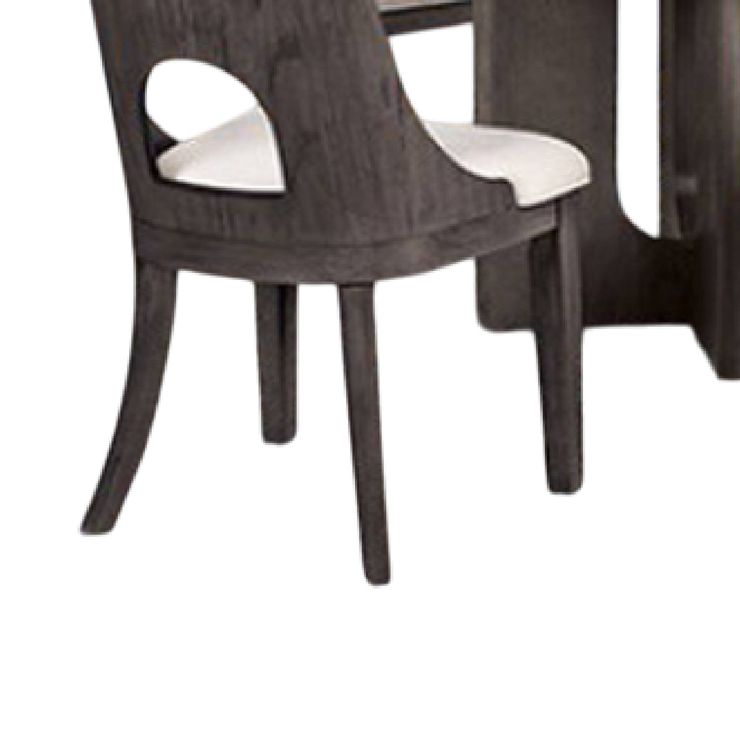 Alt View 3. Manhattan Lane - Zoko 5pc Round Dining Table Set, White Polyester Chairs, Ash Gray Wood - Ash Gray, White.