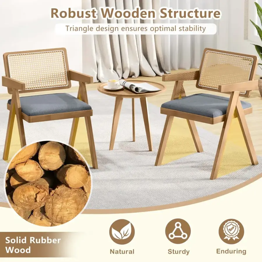Robust Wooden Structure: Triangle design ensures optimal stability. Solid Rubber Wood: Natural, Sturdy, Enduring.