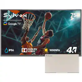 Bundle - Sylvox - 75" Outdoor TV with TV Cover, 1000nits Google Smart TV, IP56 Waterproof Partial Sun Outside TV(Deck Pro3.0)
