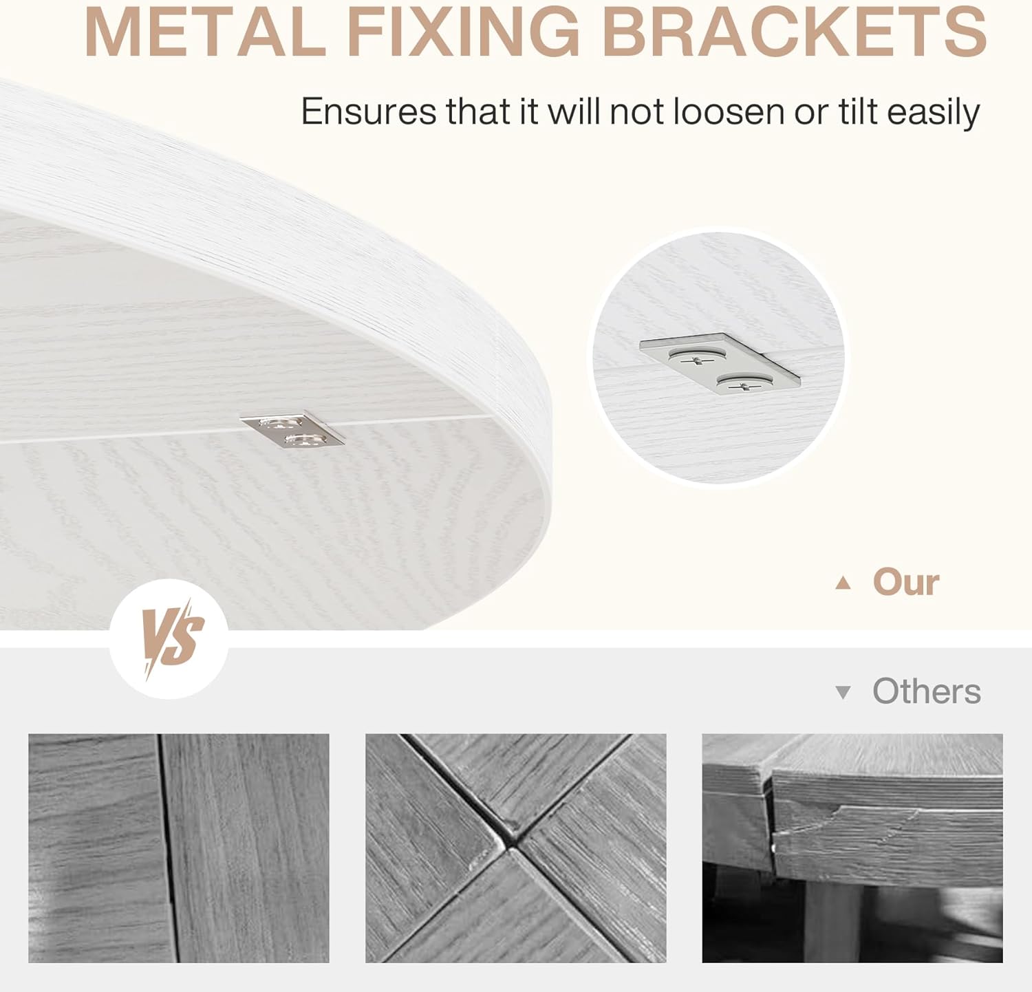 METAL FIXING BRACKETS  
Ensures that it will not loosen or tilt easily

Our  
Others