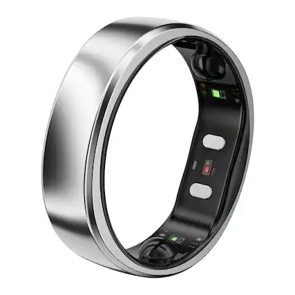Front. RINGCONN - Gen 2 Air Ultra-Thin Smart Ring with Health Tracking, AI for Proactive Wellness, Size 13 - Galaxy Silver.