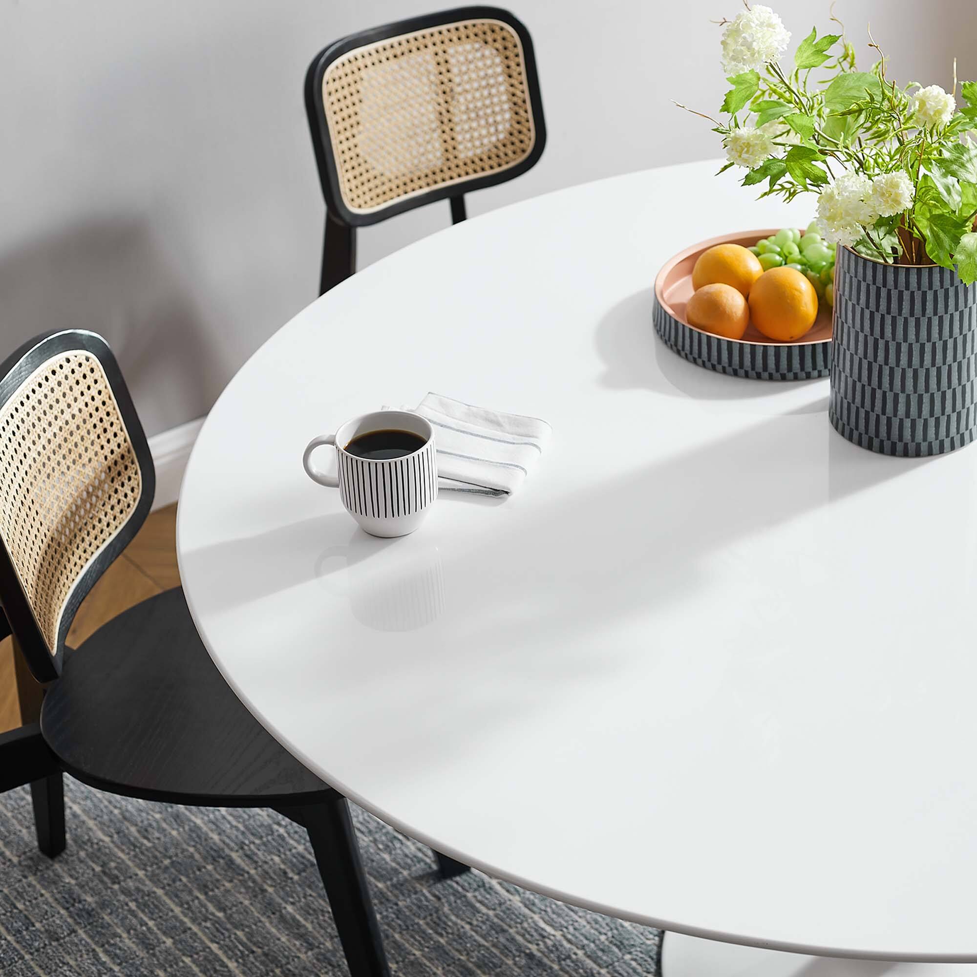 Alt View 6. Modway - Lippa 60" Round Wood Dining Table by Modway - White.