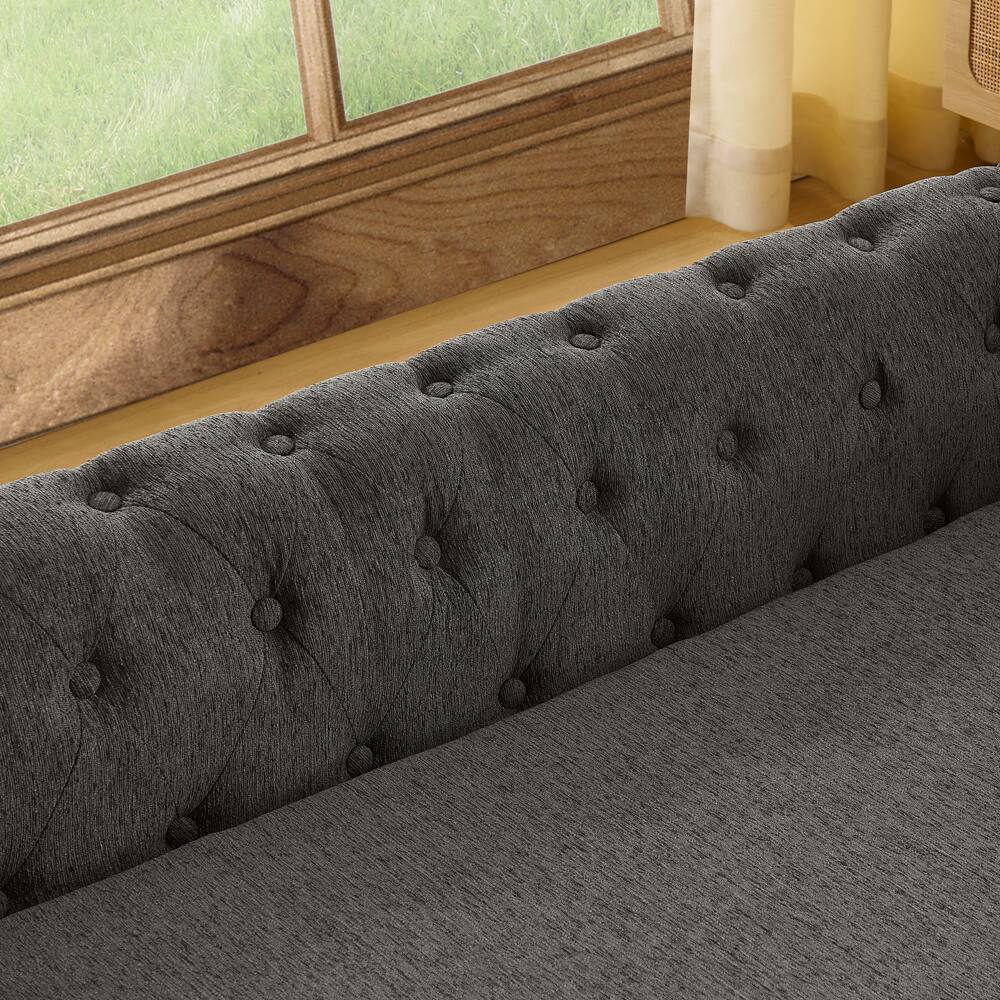 Left. APRILSOUL - Elegant rectangular pet bed for big and oversized dogs durable modern and fashionable linen fabric dog sofa DARK GREY - DARK GREY.