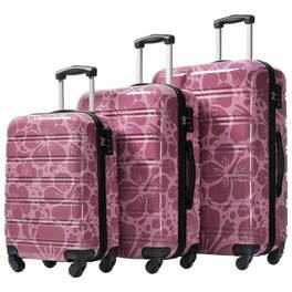 BreeBe - Hardshell Luggage Sets 3 pcs Spinner Suitcase with TSA Lock Lightweight-20'+24'+28' Luggages - Pink Purple